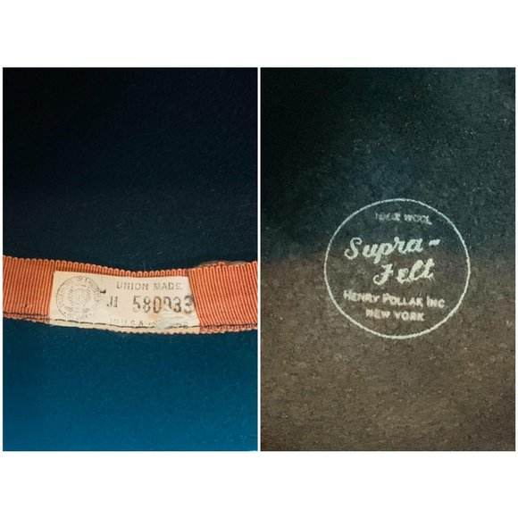 Vintage 1950s Black Fedora Henry Pollak Satin Bow Bucket Hat - Picture 10 of 10